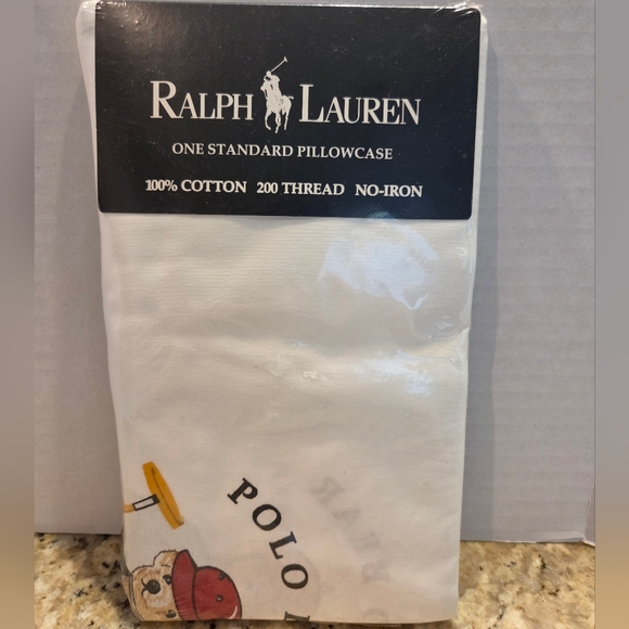 Ralph Lauren POLO BEAR TEDDY BEAR Standard Pillowcase Vintage 1995 Cotton NEW